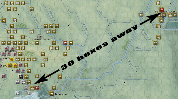 Doesn't really seem that far, does it? 30 hexes to go ...
